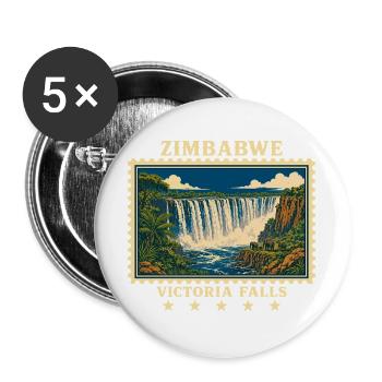 Zimbabwe Victoria Falls Vintage Travel Brand - Buttons large 2.2''/56 mm (5-pack) - white - Front