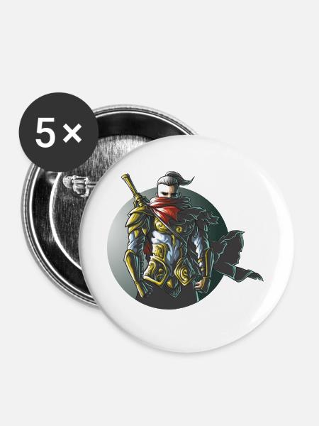 Krieger Ninja Samurai Gaming Design - Buttons groß 56 mm (5er Pack) - Weiß