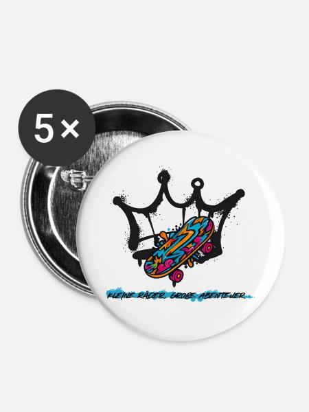 Skatershirt für Kids - Buttons groß 56 mm (5er Pack) - Weiß