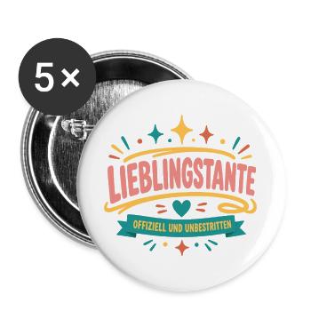 Lieblingstante Offiziell - Buttons groß 56 mm (5er Pack) - Weiß - Vorne