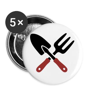 Icône de pelle d’outil de jardin - Lot de 5 grands badges (56 mm) - blanc - Devant