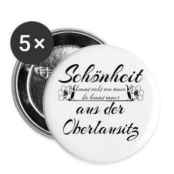 Schönheit  aus der Oberlausitz - Heimat - Buttons groß 56 mm (5er Pack) - Weiß - Vorne