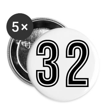 32 Number Symbol - Buttons large 2.2''/56 mm (5-pack) - white - Front