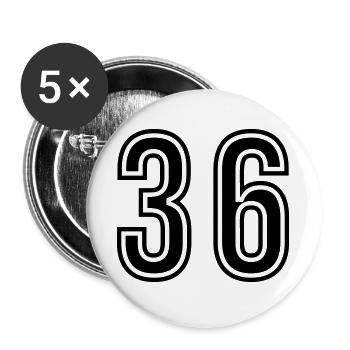 36 Number Symbol - Buttons large 2.2''/56 mm (5-pack) - white - Front