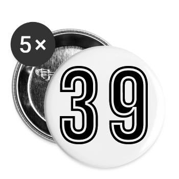 39 Number Symbol - Buttons large 2.2''/56 mm (5-pack) - white - Front