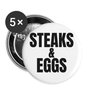 STEAK ET ŒUFS | T-shirt Carnivore | Petit-déjeuner de Ch - Lot de 5 grands badges (56 mm) - blanc - Devant