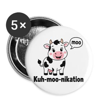  Kuh Moo Nikation Lustige Kuh Für Kinder Bauernhof - Buttons groß 56 mm (5er Pack) - Weiß - Vorne