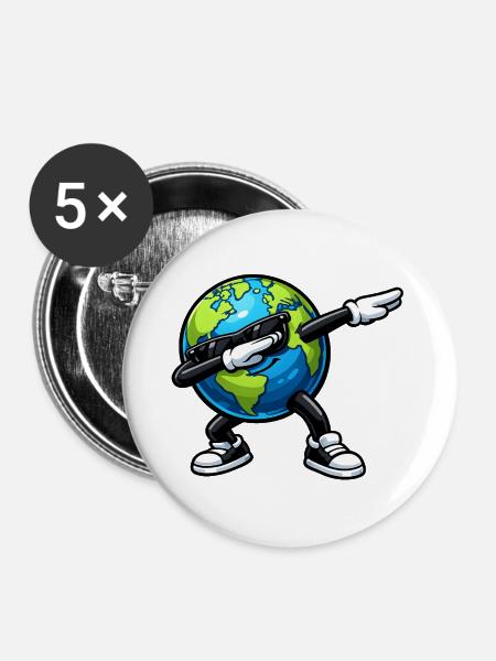Dabbing Erde - Buttons groß 56 mm (5er Pack) - Weiß