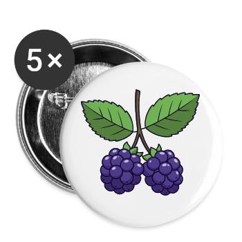 Brombeere Kostüm Karneval Fasching Beeren Lila - Buttons groß 56 mm (5er Pack) - Weiß - Vorne