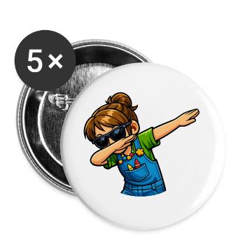 Dabbing Kindergärtnerin - Buttons groß 56 mm (5er Pack) - Weiß - Vorne