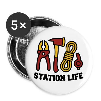 Station Life Feuerwehr Icon - Buttons groß 56 mm (5er Pack) - Weiß - Vorne