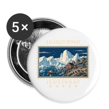 Grönland Ilulissat Vintage Reisemarke - Buttons groß 56 mm (5er Pack) - Weiß - Vorne