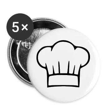 Kochmütze Koch kochen Geschenk Köchin - Buttons groß 56 mm (5er Pack) - Weiß - Vorne