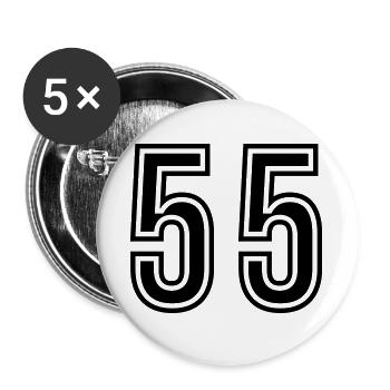 Symbole du chiffre 55 - Lot de 5 grands badges (56 mm) - blanc - Devant