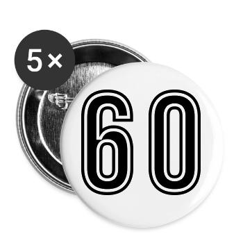 60 Zahl Symbol - Buttons groß 56 mm (5er Pack) - Weiß - Vorne