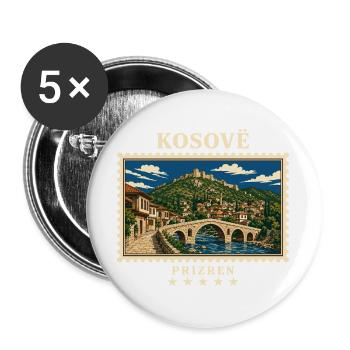 Kosovo Prizren Vintage Reisemarke - Buttons groß 56 mm (5er Pack) - Weiß - Vorne