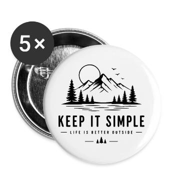Faites simple - Lot de 5 grands badges (56 mm) - blanc - Devant