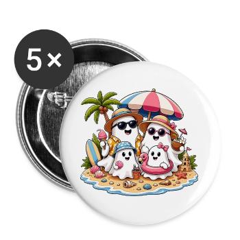 Sommer Geister am Strand - Buttons groß 56 mm (5er Pack) - Weiß - Vorne