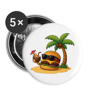 Burger essen Fast Food Paradies Sommer - Buttons groß 56 mm (5er Pack) - Weiß - Vorne
