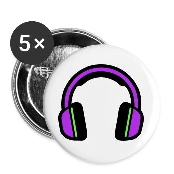 Silhouette musicale des écouteurs - Lot de 5 grands badges (56 mm) - blanc - Devant