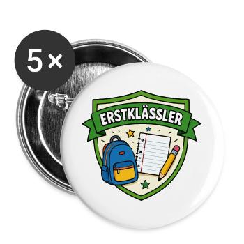 Erstklässler Schulstart Shield - Buttons groß 56 mm (5er Pack) - Weiß - Vorne