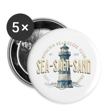 Leuchtturm Surf Seebrise Club - Buttons groß 56 mm (5er Pack) - Weiß - Vorne
