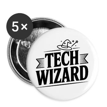 Tech Wizard - Buttons groß 56 mm (5er Pack) - Weiß - Vorne