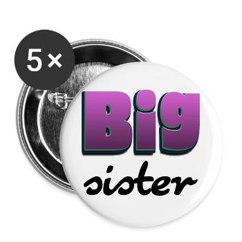 Big Sister lettering for the big sister - Buttons large 2.2''/56 mm (5-pack) - white - Front