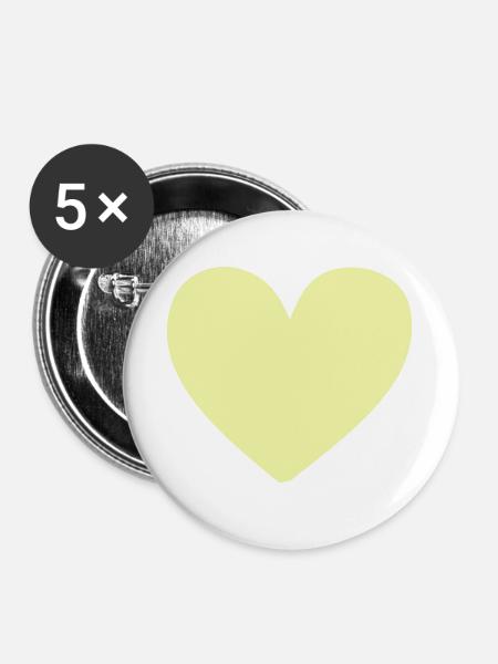Pastellherz Gelb Kleidungsdruck - Buttons groß 56 mm (5er Pack) - Weiß