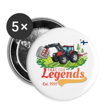 Traktorlegenden Finnland - Buttons groß 56 mm (5er Pack) - Weiß - Vorne