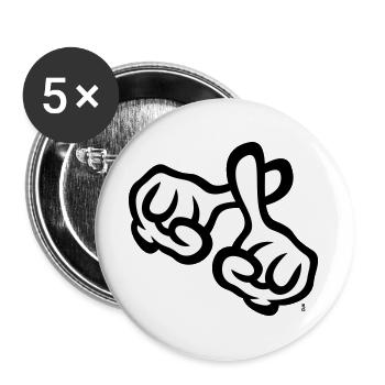 Fingerkreuz (Hände / Kreuz / Bibel / Religion, 2C) - Buttons groß 56 mm (5er Pack) - Weiß - Vorne