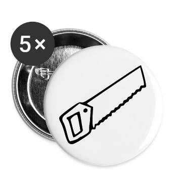 Säge Werkzeug Geschenk Handwerker Geschenk Einzug - Buttons groß 56 mm (5er Pack) - Weiß - Vorne