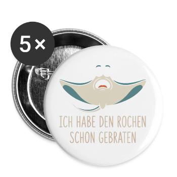 Rochen Schon Gebraten Stachelrochen Manta Rochen - Buttons groß 56 mm (5er Pack) - Weiß - Vorne