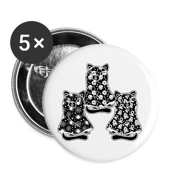 Funny Halloween Cat Ghost - Buttons groß 56 mm (5er Pack) - Weiß - Vorne