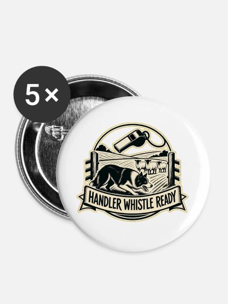 HANDLER WHISTLE READY Hund - Buttons groß 56 mm (5er Pack) - Weiß