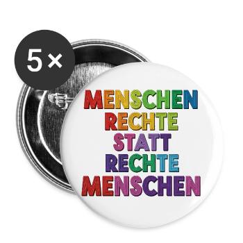 Menschenrechte statt rechte Menschen Statement - Buttons groß 56 mm (5er Pack) - Weiß - Vorne