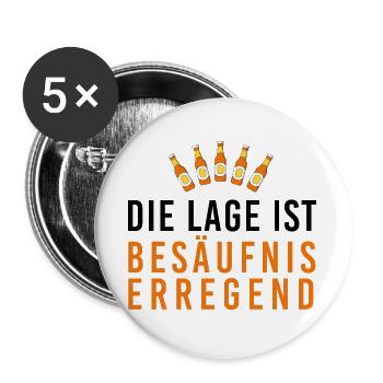 Die Lage ist besäufniserregend, Bierflaschen, Fasc - Buttons groß 56 mm (5er Pack) - Weiß - Vorne