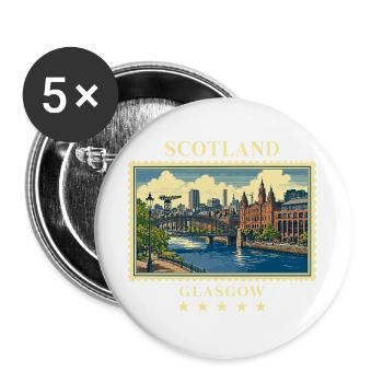 Schottland_Glasgow_Vintage_Reisemarke - Buttons groß 56 mm (5er Pack) - Weiß - Vorne