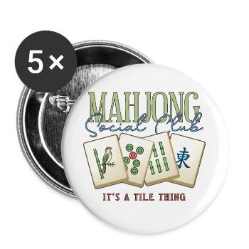 Mahjong Social Club Club Fliesen-Ding - Buttons groß 56 mm (5er Pack) - Weiß - Vorne