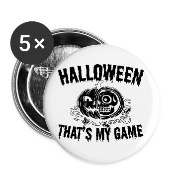 Halloween That's My Game - Halloween Pumpkin - Buttons groß 56 mm (5er Pack) - Weiß - Vorne