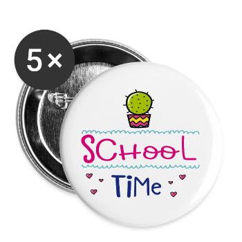 School Time - Buttons groß 56 mm (5er Pack) - Weiß - Vorne