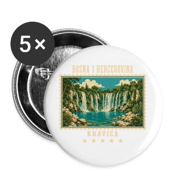 Bosnien und Herzegowina Kravica Vintage Reisemarke - Buttons groß 56 mm (5er Pack) - Weiß - Vorne