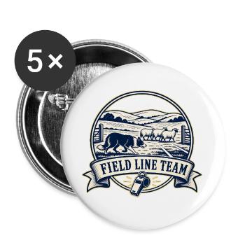 FIELD LINE TEAM Hund - Buttons groß 56 mm (5er Pack) - Weiß - Vorne
