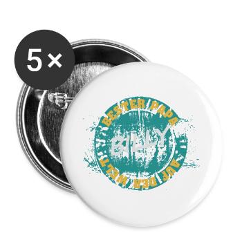 Vater Billy - Buttons groß 56 mm (5er Pack) - Weiß - Vorne