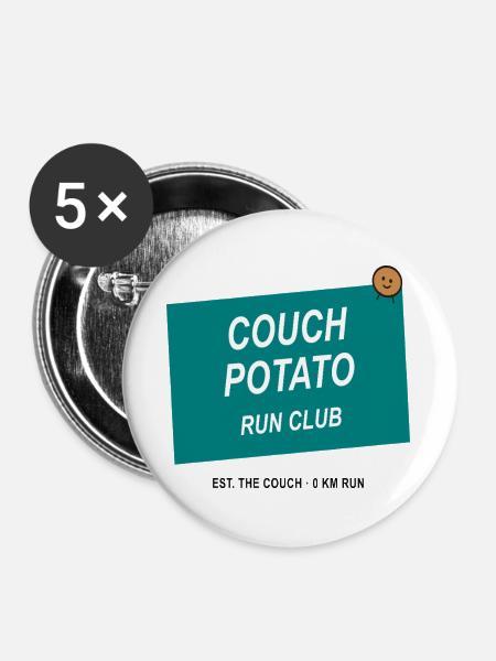 Couch Potato Laufclub - Buttons groß 56 mm (5er Pack) - Weiß
