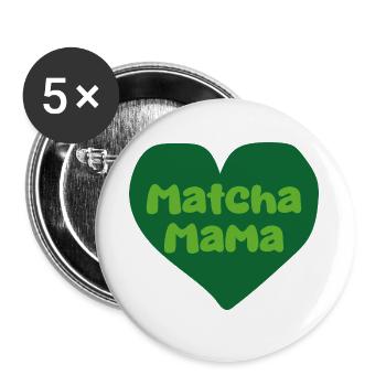 Matcha Mama Heart - Buttons large 2.2''/56 mm (5-pack) - white - Front