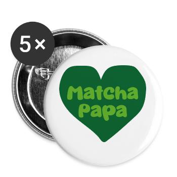 Matcha Dad Heart Design - Lot de 5 grands badges (56 mm) - blanc - Devant