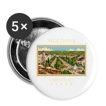 Vltava Chișinău Vintage Travel Brand - Buttons large 2.2''/56 mm (5-pack) - white - Front