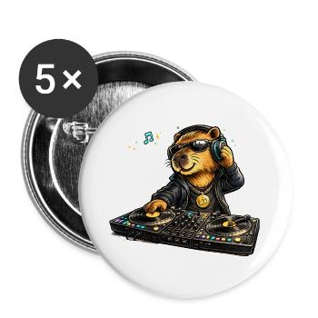 Sweet capybara as a DJ in comic style - Buttons large 2.2''/56 mm (5-pack) - white - Front