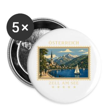 Österreich Zell am See Vintage Reisemarke - Buttons groß 56 mm (5er Pack) - Weiß - Vorne